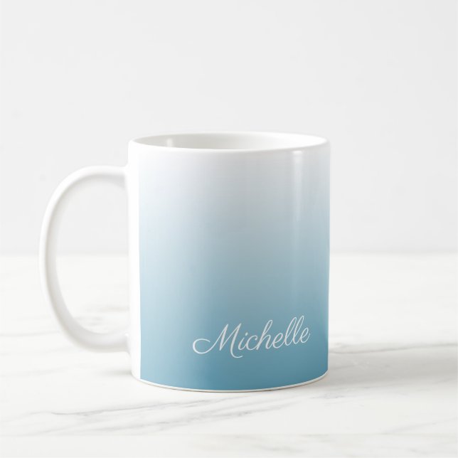 Caneca De Café Azul-anjo verde personalizado (Esquerda)