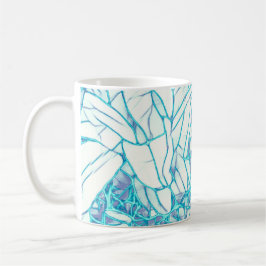 Caneca De Café Azul Aqua e Floral branco