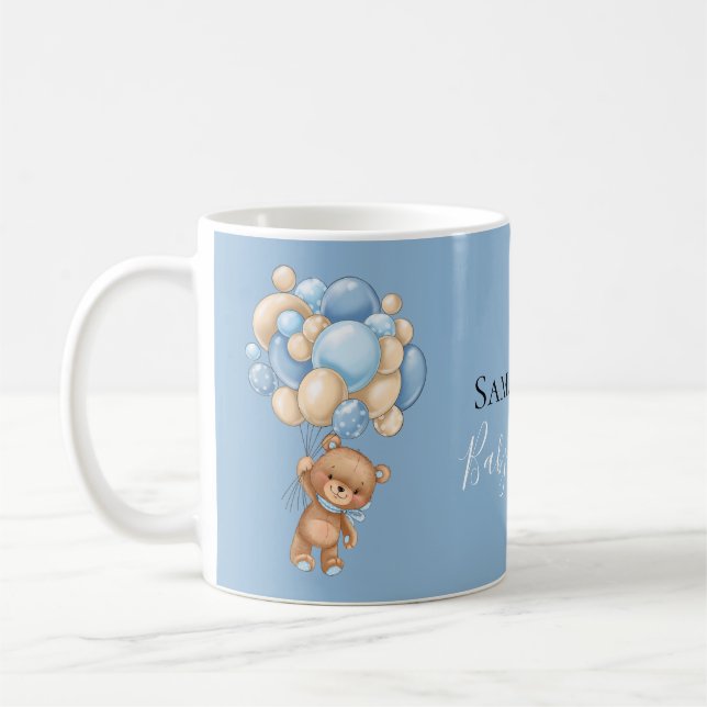 Caneca De Café Azul Balão de Urso de Teddy (Esquerda)