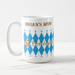 Caneca De Café Azul-bávaro Octoberfest Pretzels PERSONALIZE