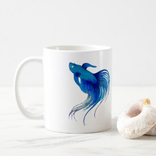 Caneca De Café Azul Betta Watercolor