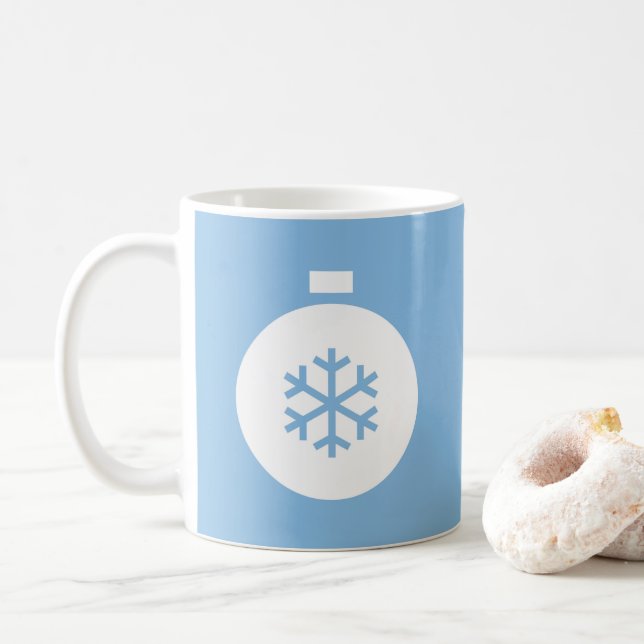 Caneca de Café Azul Bola de Natal (Com Donut)