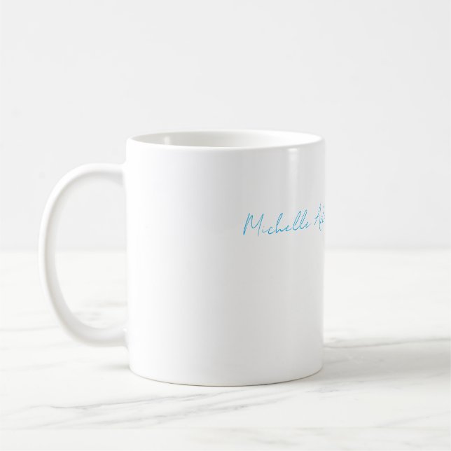 Caneca De Café Azul-branco-azul-marinho-elegante-Na moda (Esquerda)