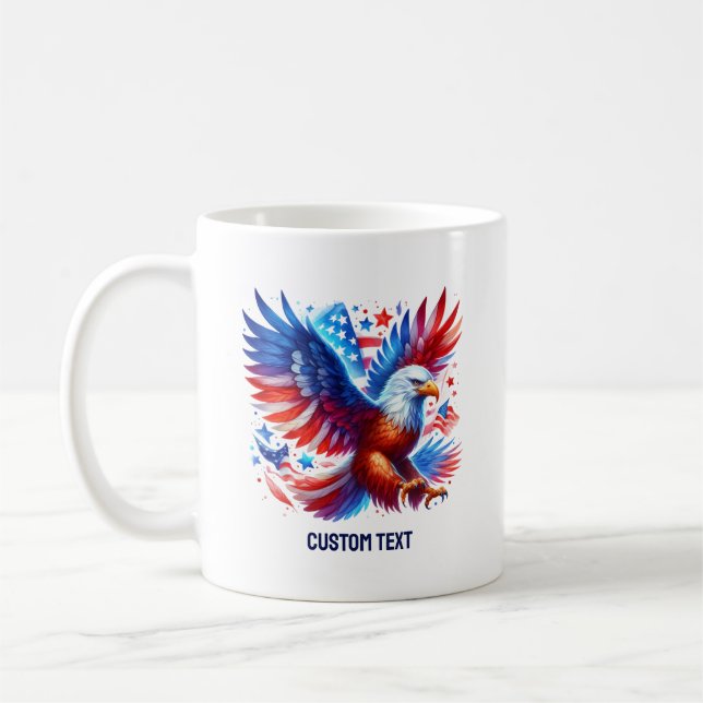 Caneca De Café Azul Branco Vermelho Patriótico Americano (Esquerda)