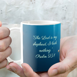 Caneca De Café Azul Brilhante e Moldura de Deus Personalizável 