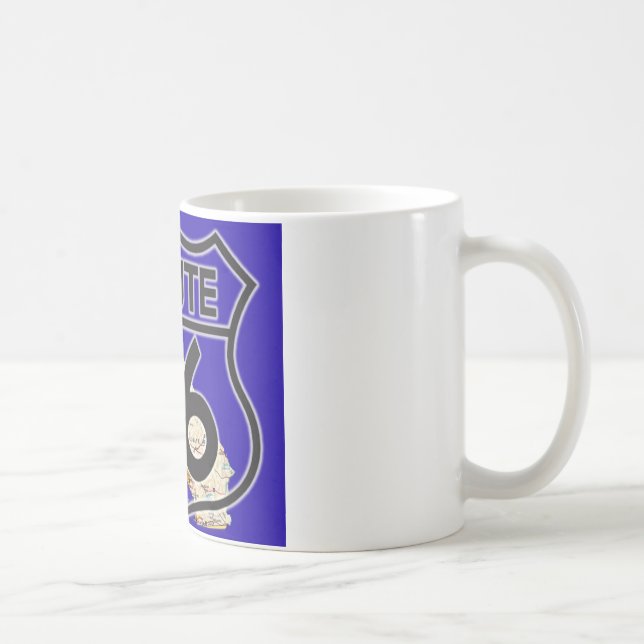 Caneca De Café Azul Califórnia da rota 66 (Direita)