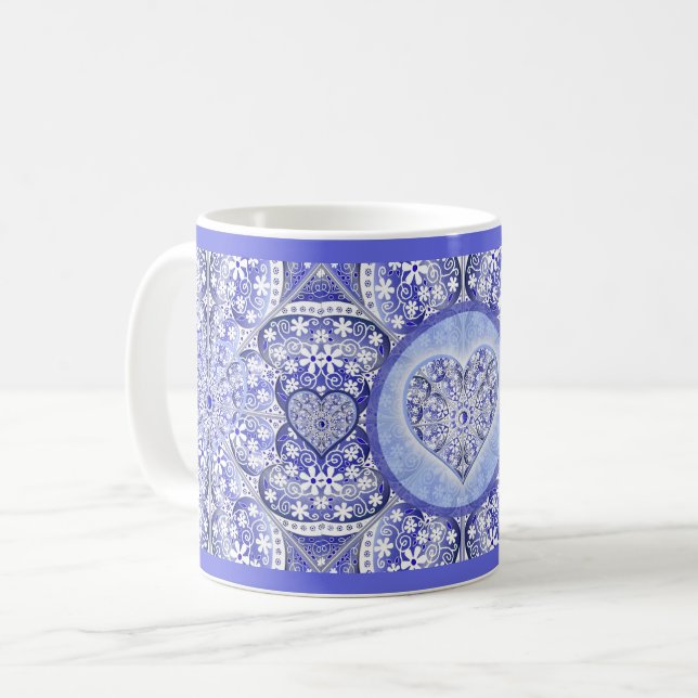 Caneca De Café Azul cerâmico de Grécia (Frente Esquerda)