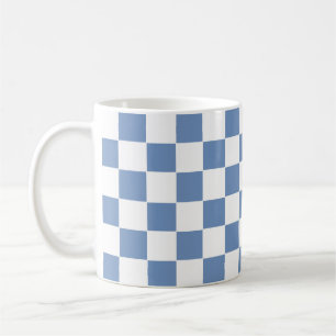 Caneca De Café Azul/Cinza e branco verificados