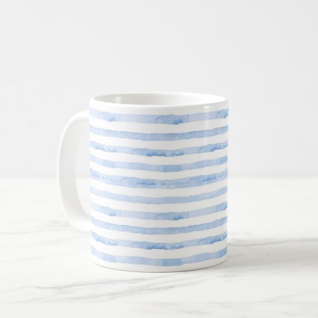 Caneca De Café Azul Cor-de-água com tendência branca (Frente Esquerda)