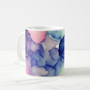 Caneca De Café Azul Cor-de-rosa Púrpura Fusão de tinta aquosa