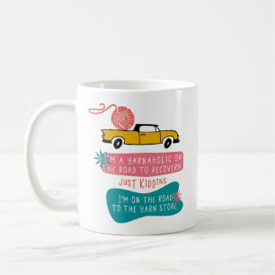 Caneca De Café Azul cor-de-rosa retro de confecção de malhas da
