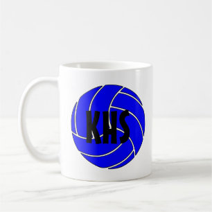 Caneca de café azul customizável do voleibol