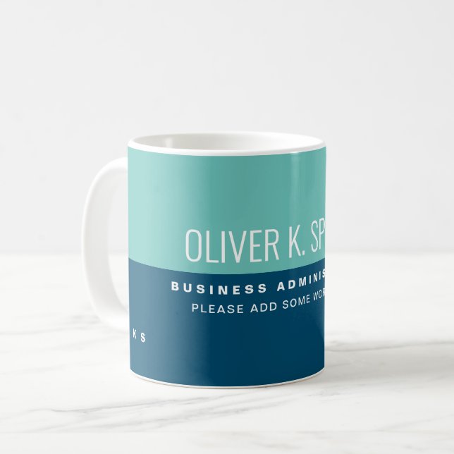 Caneca De Café Azul de 2 tons profissional (empresa) (Frente Esquerda)