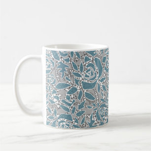 Caneca De Café Azul de abstrato romântico de colar sem costura