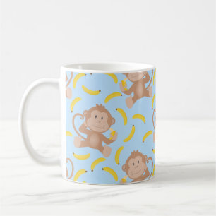Caneca De Café Azul de banana com macaco