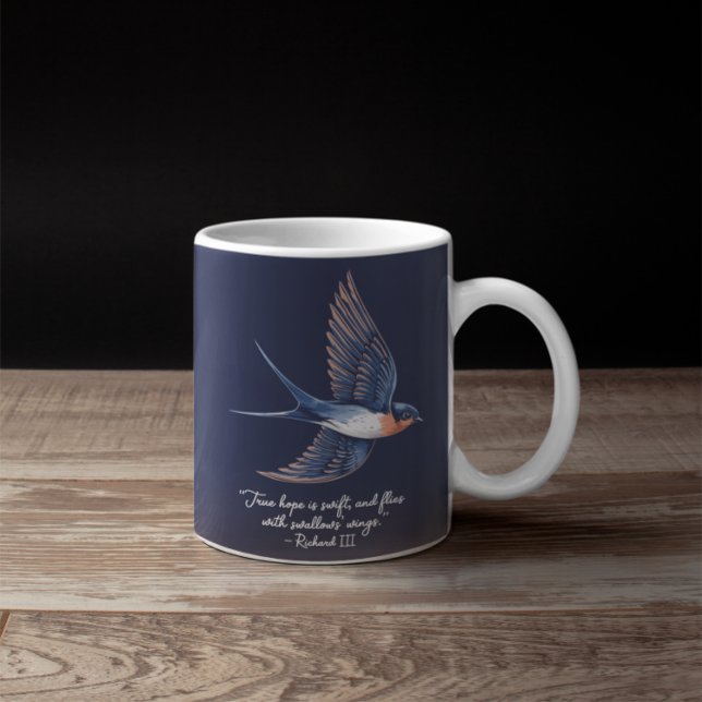 Caneca De Café Azul de Cotação Elegante Simples para Aves (Criador carregado)