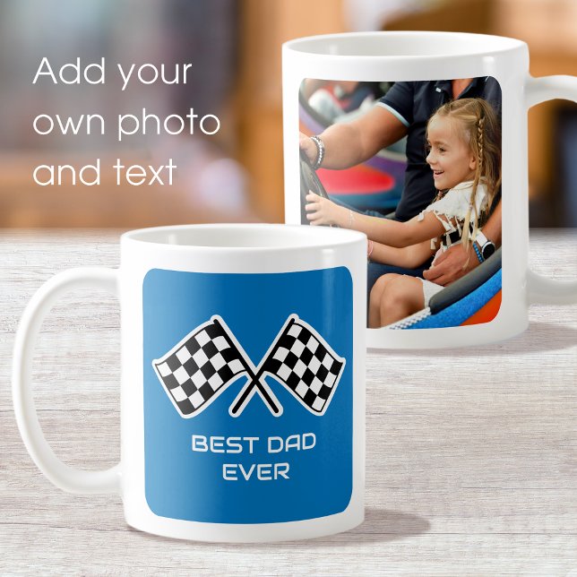 Caneca De Café Azul de Fotografia Personalizada do Melhor Pai Já  (Criador carregado)