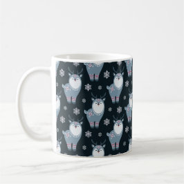 CANECA DE CAFÉ AZUL DE INVERNO E BRANCO FÉRIAS RENDA