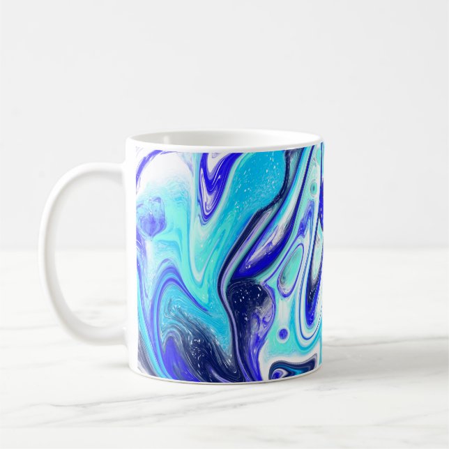 Caneca De Café Azul derretido | Arte fluida (Esquerda)