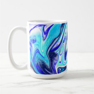 Caneca De Café Azul derretido Arte fluida