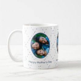 Caneca De Café Azul Desbotado e Texto Personalizado Branco