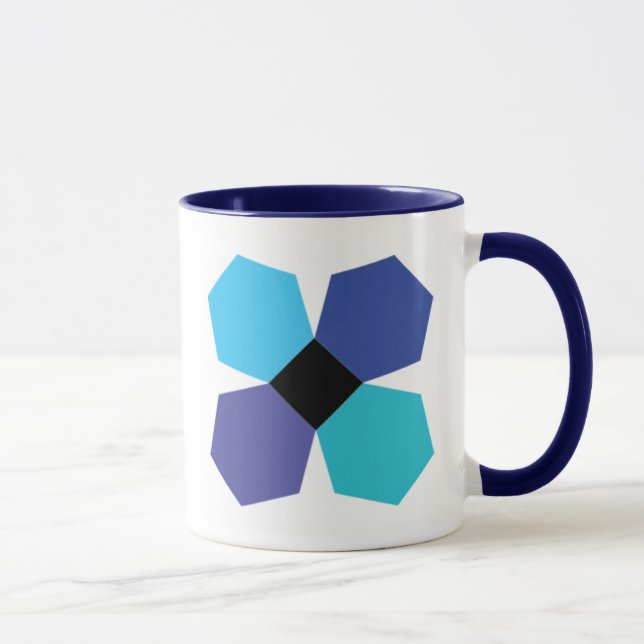 Caneca de café azul do bloco da flor do PPE (Direita)