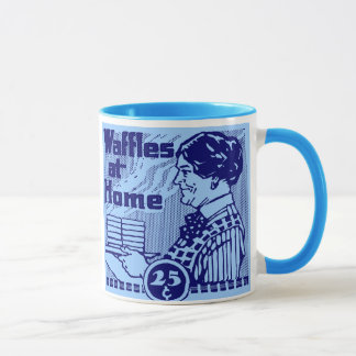 Caneca de café azul dos "WAFFLES"