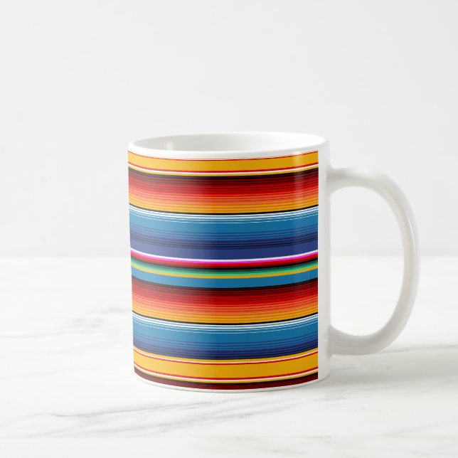 Caneca De Café Azul Dourado Vermelho Mexicano Sarape (Direita)
