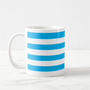 Caneca De Café Azul e Branco Clássico Espesso Horizontal