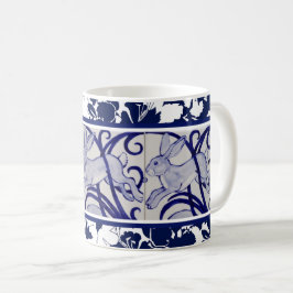 Caneca De Café Azul e coelho branco lebre tonalidade