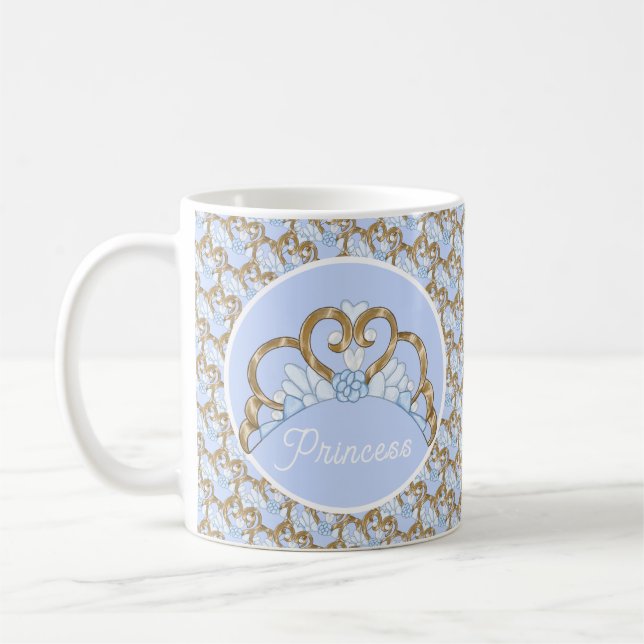 Caneca De Café Azul e Dourada Tiara Mug personalizável (Esquerda)