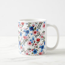 Azul e Floral Vermelho
