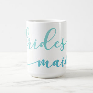 Caneca De Café Azul e Teal Ombre Watercolor Bridesmaid Gift 2