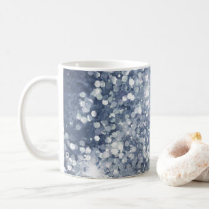 Caneca De Café Azul Empoeirado Prateado Brilho Espelhante