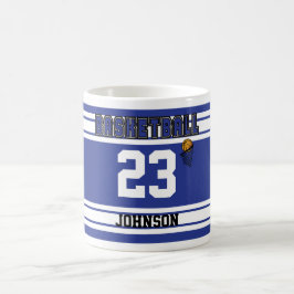 Caneca De Café Azul Escuro e Basquete Branco Jersey