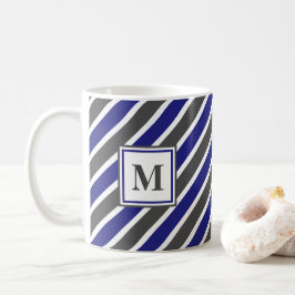 Caneca De Café Azul Escuro e faixas de Cinzas