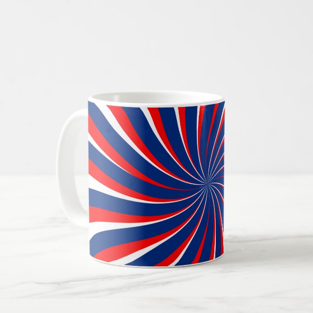 Caneca De Café Azul espiral vermelho branco... (Frente Esquerda)