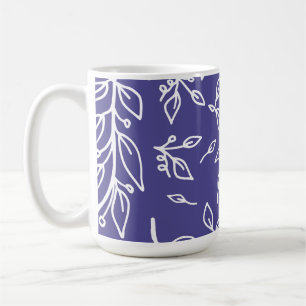 Caneca De Café Azul Floral Ardósia Escuro