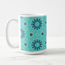 Caneca de Café Azul Geométrico Moderno