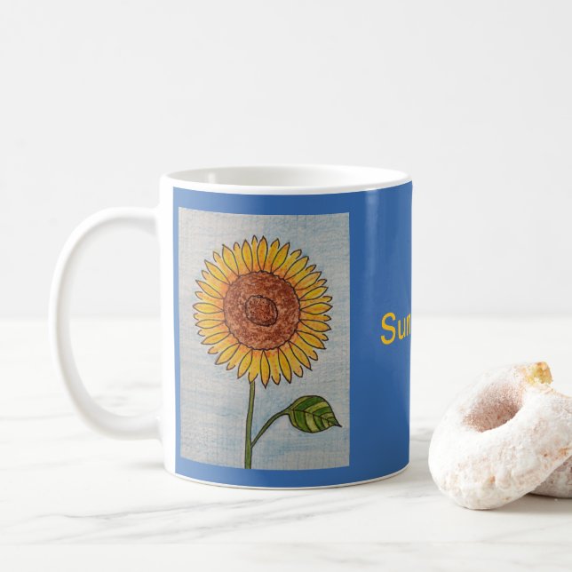 Caneca De Café Azul girassol (Com Donut)