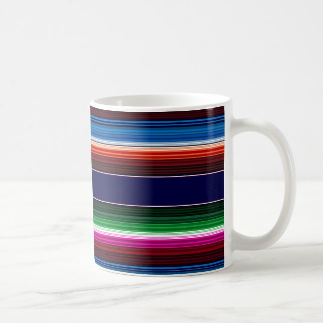 Caneca De Café Azul, Laranja, Rosa Quente, Sarape Verde Mexicano (Direita)