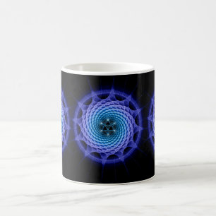 Caneca De Café Azul Mandala, Espiral Merkaba (Geometria Fractal)
