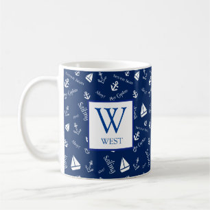 Caneca de Café Azul Marinho Inicial Náutico
