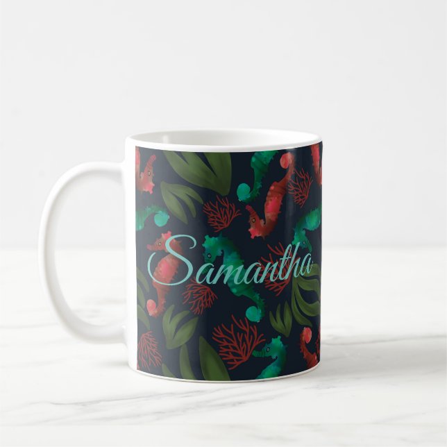 Caneca De Café Azul-marinho-Náutica Personalizado (Esquerda)