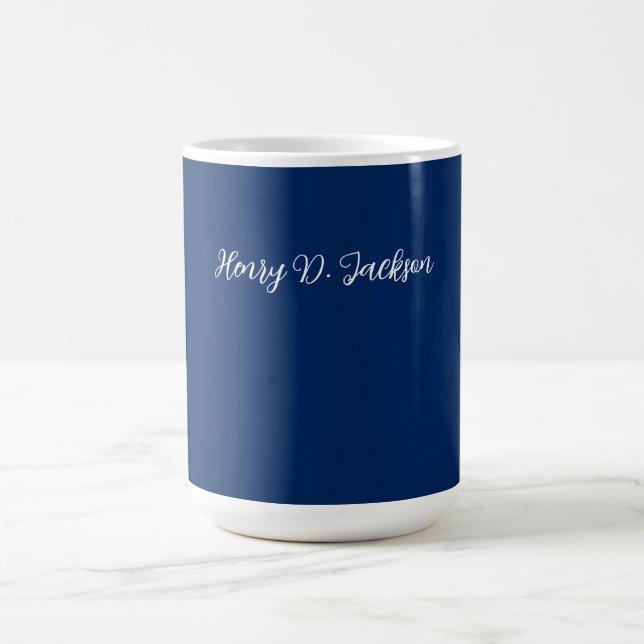 Caneca De Café Azul Marinho Único Escrita Clássica Simples (Centro)