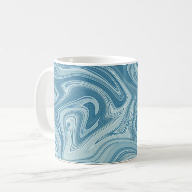 Caneca De Café Azul-mármore (Frente Esquerda)