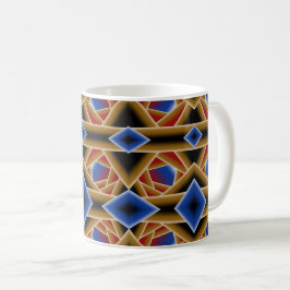 Caneca De Café Azul Negro Vermelho Dourado Abyss Abstrato Art