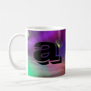 Caneca De Café azul neon rosa verde onda synth Luzes luminosas
