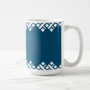 Caneca De Café Azul Oceano e Branco Mono Zigue-Zague