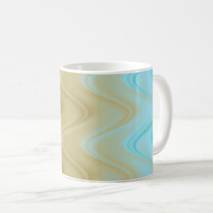 Caneca De Café Azul Ondulado Verde Laranja Abstrato